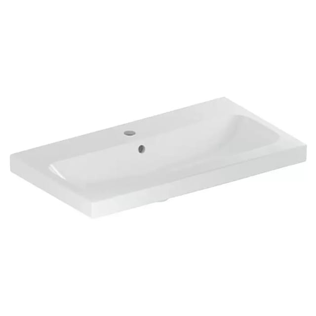 Geberit Waschtisch iCon Light 75x42cm, Hahnl. mit., m ÜL, we. KeraTect