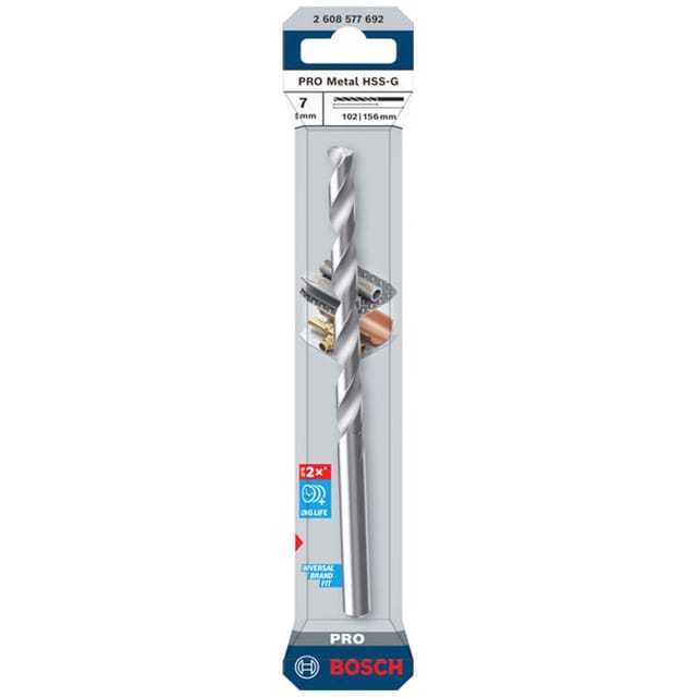 Bosch PRO Metal HSS-G Spiralbohrer, 7 x 102 x 156 mm