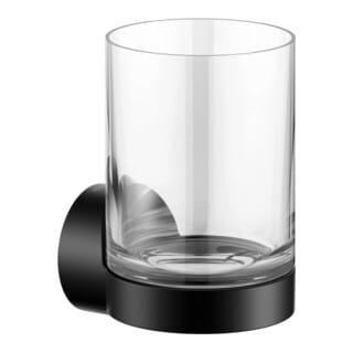 Keuco Glashalter REVA schwarz matt, mit Echtkristall-Glas