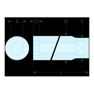 Facom Steckschlüssel 1/4" 12-Kant lang 14 mm