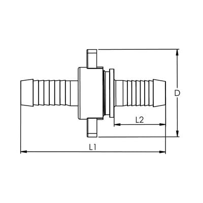 Riegler 3/3 Schlauchverschr., G 1 x 19, Ü-mutter, flachd., NBR O-Ring, MS