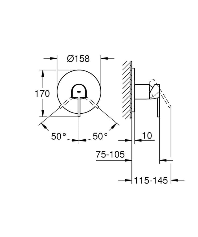 Grohe Fertigmontageset PLUS UP-Brause-Einhebelmischer, chrom