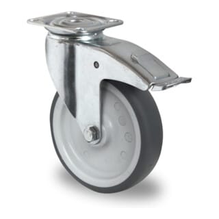 CASCOO Lenkrolle mit Totalfeststeller ø 100 mm Serie P2T2 Gleitlager