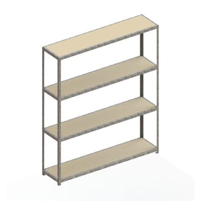 Meta Weitspannregal Speed Rack 2970 x 2500 x 600 mm verzinkt + 4 Fachebenen + Spanplatten