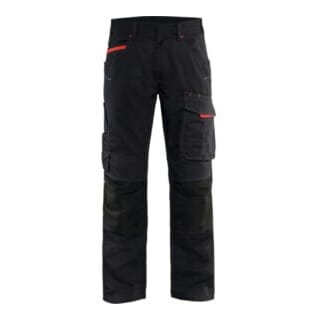 Blakläder Service Bundhose Service Plus, schwarz / rot, Konfektionsgröße 106 Grammatur 250