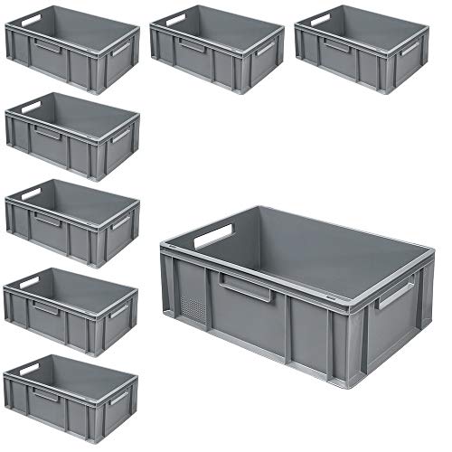 Brb 8 Eurobehälter Mit 2 Durchfassgriffen 600x400x220 Mm, 43 Liter, Pe-hd Grau