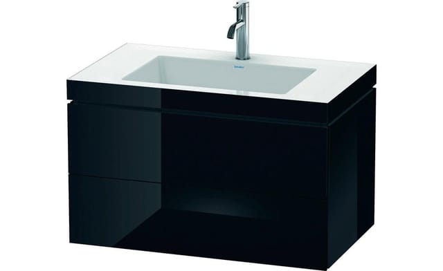 Duravit Waschtischunterschrank c-bonded L-Cube 80x48cm, 1 HL, sw hgl, 2 Schub., wandhängend