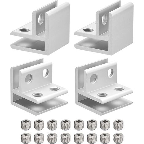 Quarkzman 90-grad-glasklemme, 4 Stück 4-8 Mm Glasregalhalterung Aus Aluminiumlegierung, Doppelseitiger Glashalter Für Schränke Und Regale