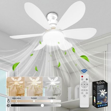Sunxury – 40-w-e27-deckenventilator Mit Leiser Funktion Und Dimmbarer Led-beleuchtung – 6 Flügel – 3 Geschwindigkeitsstufen – Fernbedienung – Für Wohn- Und Schlafzimmer