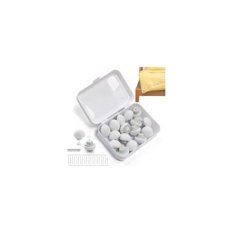 16 Rutschfeste Bettbezugclips – Pilzform Mit Knöpfen, Inklusive Aufbewahrungsbox (weiß, 16er-packung)