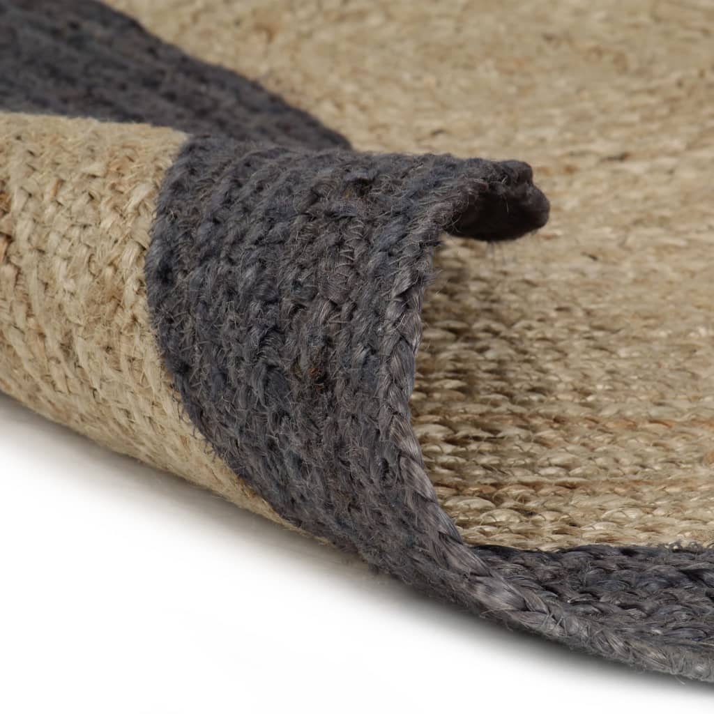 Maison Exclusive - Teppich Handgefertigt Jute Mit Dunkelgrauem Ra