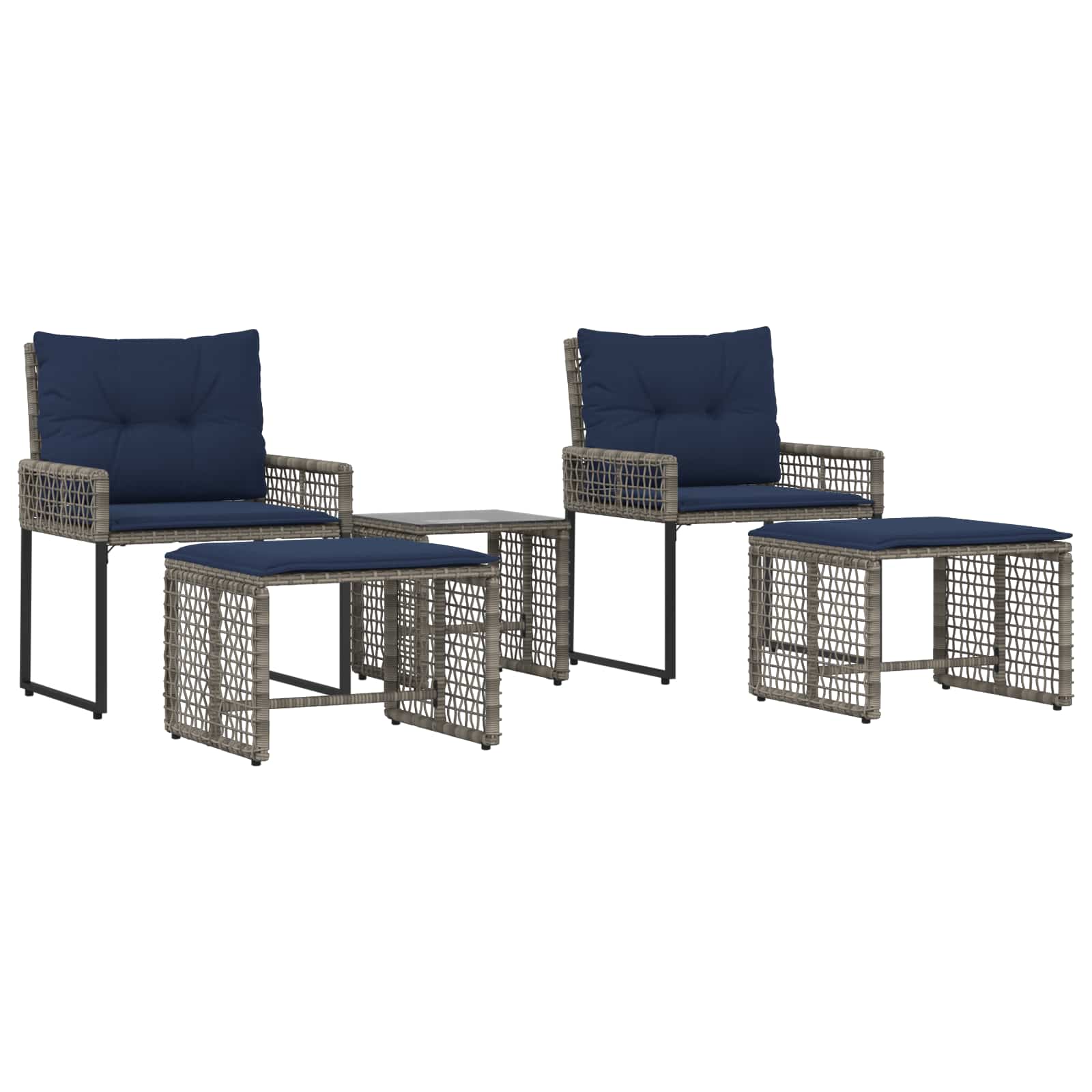 Maison Exclusive - Gartenmöbel-set 5 Stk. Grau Und Marineblau