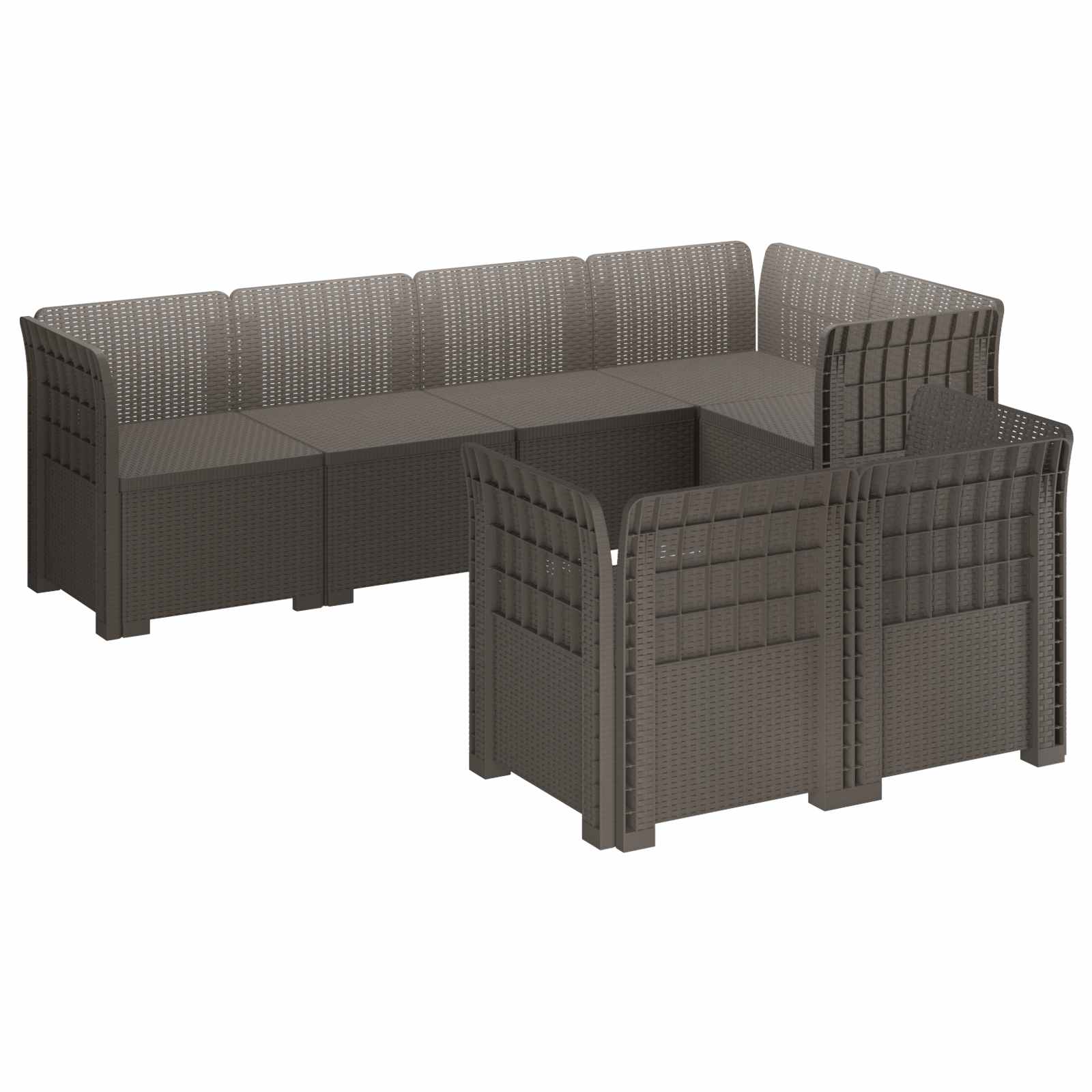 Maison Exclusive - 7-sitzer Gartensofa Rattan-look Pp Hellgrau