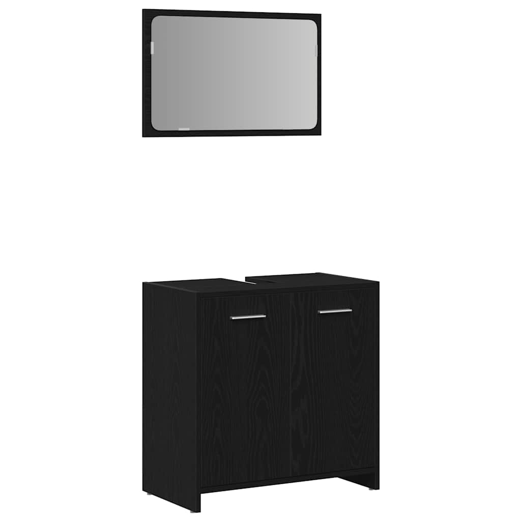 Maison Exclusive - Badschrank Mit Spiegel Schwarz Eichen-optik Ho