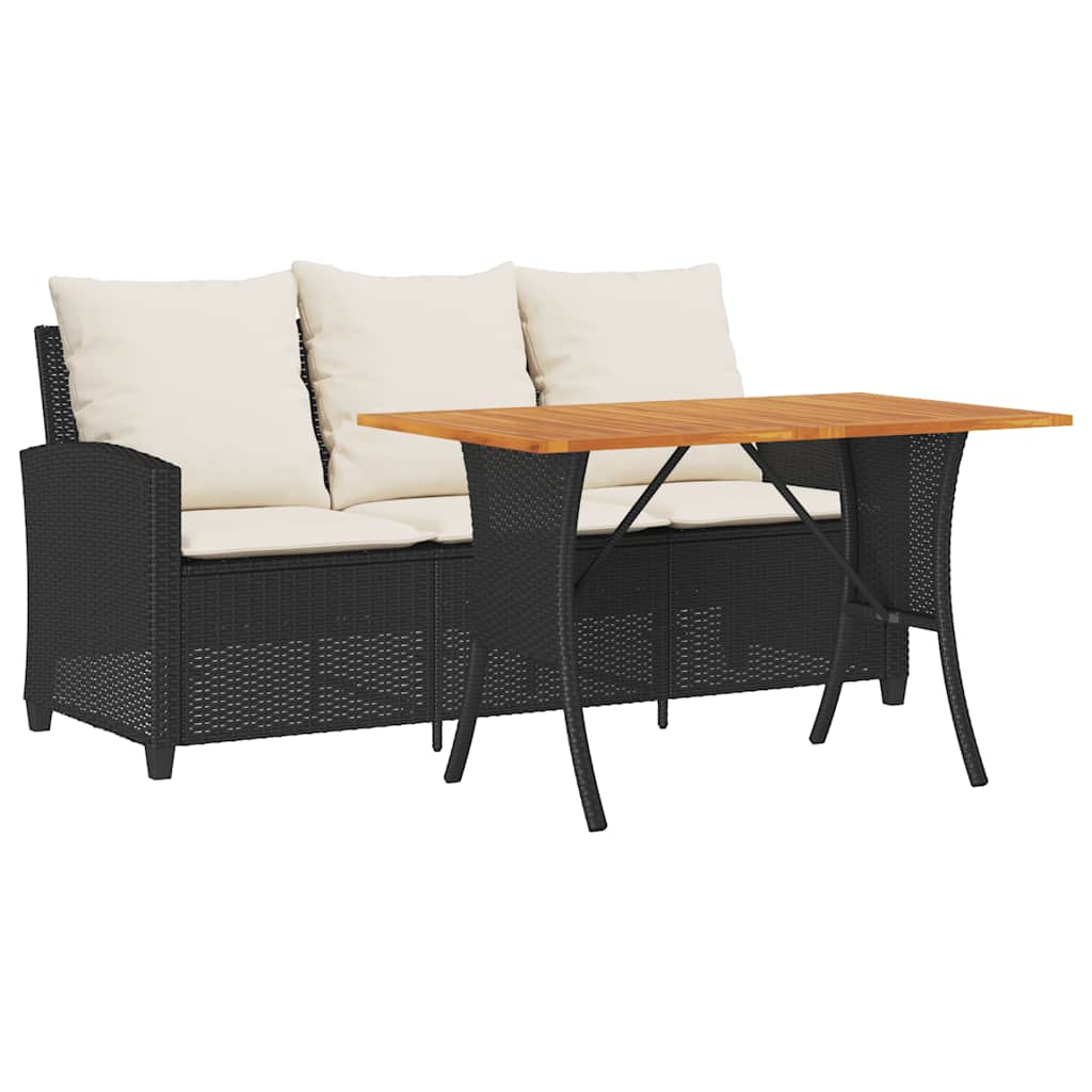 Maison Exclusive - Gartensofa 3-sitzer Mit Kissen & Tisch Schwarz