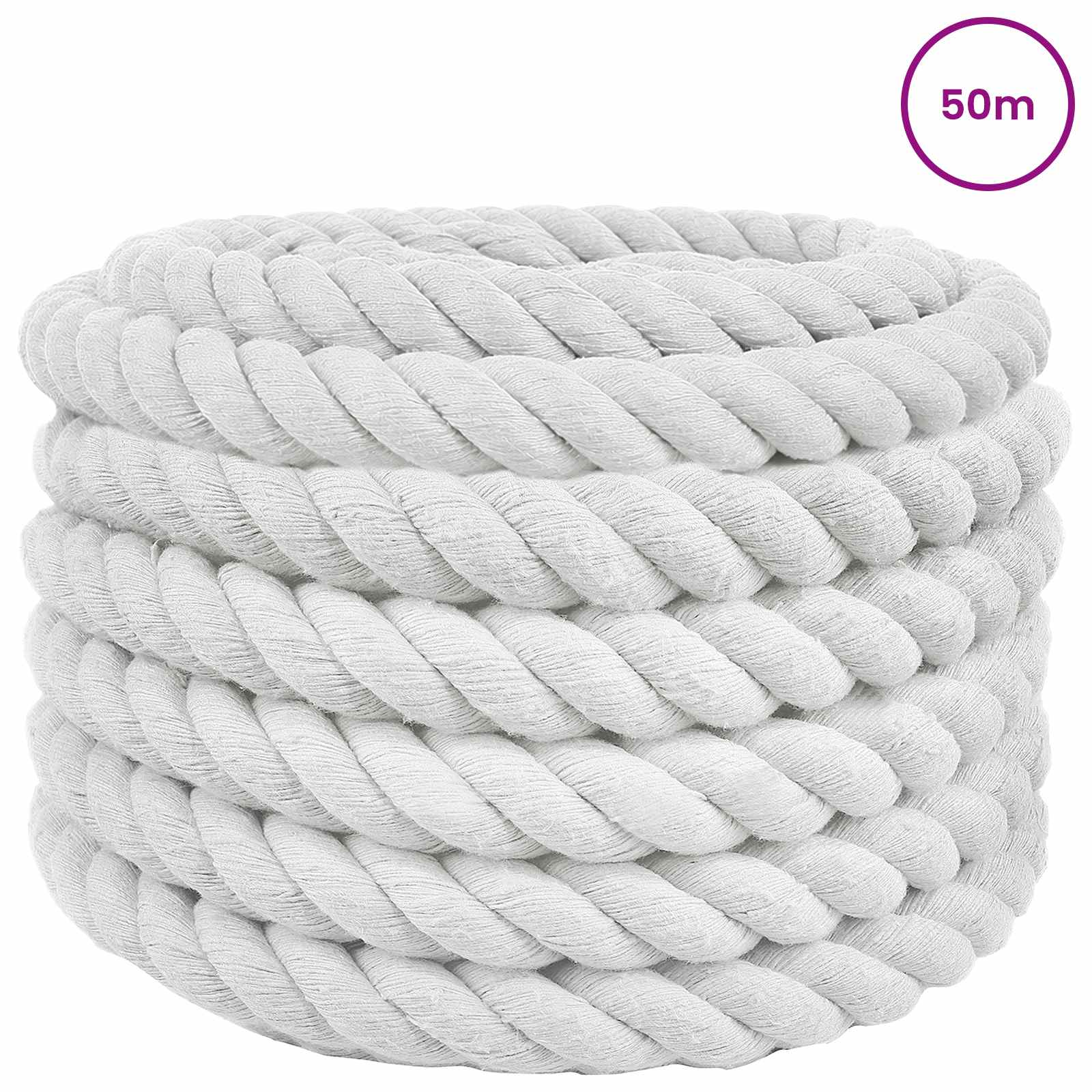 Maison Exclusive - Baumwollseil 30 Mm 50 M Weiß 100% Baumwolle