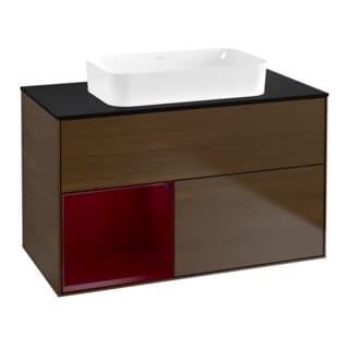 V&B Waschtischunterschrank Finion 100x60,3 cm, Reg li Peony, Walnut veneer