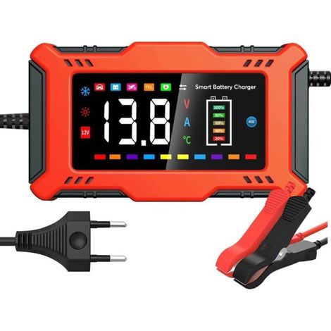 Chargeur De Batterie Intelligent, Lifepo4 6 A 12 V, Mainteneur De Batterie Au Plomb Et Reconditionnement Automatique De Batterie Avec Affichage Led