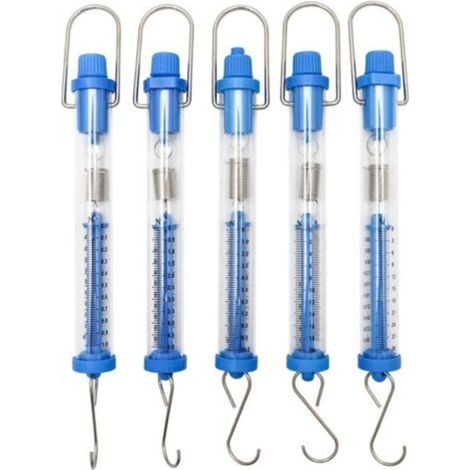 Cinq Dynamomètres À Ressort Cylindriques Transparents Pour Expériences De Physique, 1n, 5n, 10n, 20n, 30n