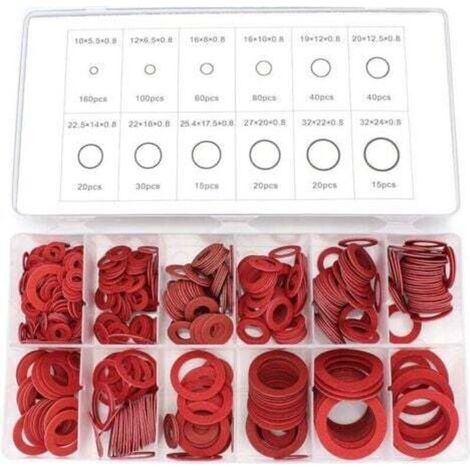 Rondelles En Fibre Assortiment, 600 Pcs Kit De Rondelles Plates En Fibre De Papier D'Acier Rouge Joint D'Isolation Assorti
