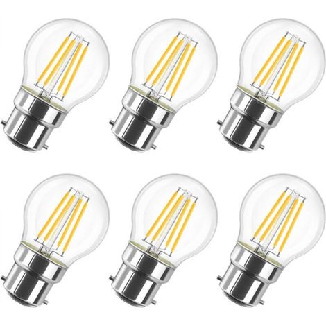 6w Ampoule Led Filament À Bayonnate G45 B22, 2700k Blanc Chaud, 806lm, Ampoule Vintage, Non-dimmable, Lot De 6