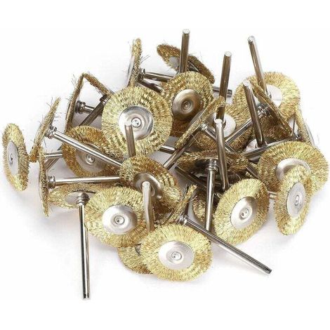 30 Pcs Ensemble De Brosses Métalliques, Roues De Polissage De Brosse En Fil D'Acier En Laiton Kit Complet Pour Outils Rotatifs Dremel(laiton)