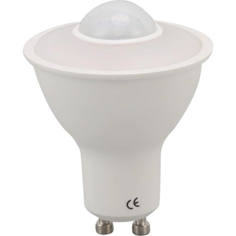 Gu10 Led Capteur De Mouvement Infrarouge Induction Humaine Ampoule De Remplacement Lumière Chaude Pour Plafond Couloir Porche 3000k 5w Ac 85-265v