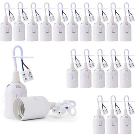 20 Pcs Douille Ampoule Plafond E27 À Visser De Chantier, Base Plafonnier Culot E27, Support De Lampe Plafonnier A Encastrer, Pour Ampoules À Incandescence, Lampes Halogènes(blanc)