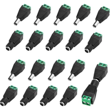 10 Paire 5.5 X 2.1mm 12v Dc Connecteur D'Alimentation Mâle Et Femelle, Fiche Prise Adaptateur Vis Borne Connecteur