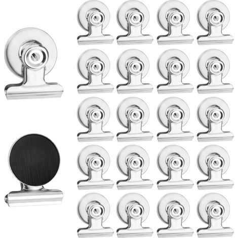 20 Pièces Agrafes Magnétiques En Métal, Pinces Aimant Frigo, Clips Magnétiques Pour Accrocher Divers Objets Pour Maison, Bureau, École