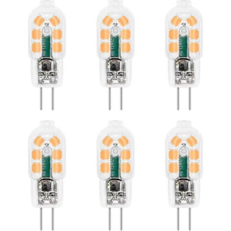 Ampoule G4 Led 12v 2w Blanc Chaud 3000k, 200lm, Équivalent Lampe Halogène G4 10w 20w, Non-dimmable, Bi-pin G4 12v Led Ac Dc Pour Lustre, Lampe De Table, Lot De 6 [classe Énergétique A++]