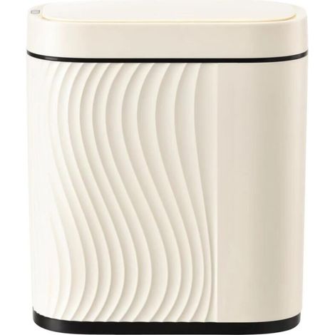 Poubelle Intelligente À Capteur 8 L, Poubelle De Salle De Bain Avec Couvercle, Étanche, Convient Pour Salle De Bain, Chambre, Bureau, Cuisine, Beige