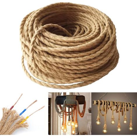 10m Fil Electrique Cable 3g0,75 Fil Electrique 0,75mm² Corde 3x0,75mm² Fil De Lin Électrique À 3 Conducteur Pour Lampes Suspension Accessoires Diy