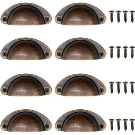 8 Pièces Poignées De Meubles À Motif De Coquillage : Style Antique, Semi-circulaires – Pour Maison (tiroirs) & Armoires De Cuisine