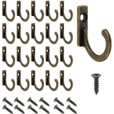 Lot De 20 Crochets Muraux Vintage Vintage En Bronze Avec Vis - Petits Crochets De Garde-robe À Visser Pour Bol, Bijoux, Serviettes, Salle De Bain, Cuisine