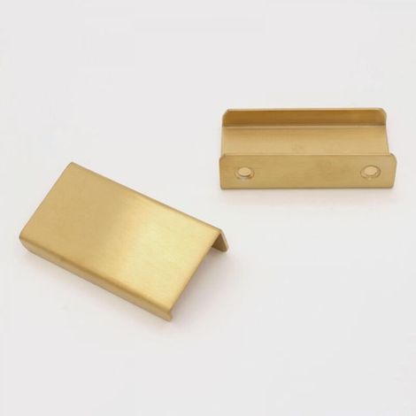 Poignée De Meuble De Cuisine, Poignée Dorée Encastrée, Poignée De Porte Cachée En Alliage D'Aluminium, 2 Pièces, Distance Du Trou 64 Mm