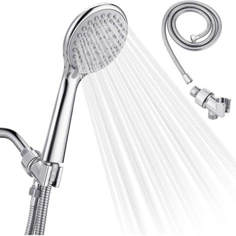 Pommeau De Douche Amovible Avec Flexible, Pommeau De Douche Haute Pression, 5 Fonctions, Flexible Et Support En Acier Inoxydable
