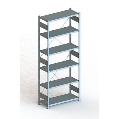 Meta Steckregal Grundregal CLIP 150 S3 GR 2500 x 1000 x 400 mm 6 Böden, verzinkt zerlegte Rahmen