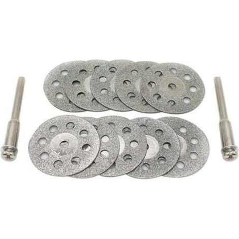 Un Ensemble De 10 Disques De Coupe Diamantés, Disques De Coupe Diamantés De 30 Mm, Avec 8 Trous, Disques De Coupe Diamantés Avec 2 Mandrins, Mini Disques De Coupe Adaptés Aux Outils Rotatifs.