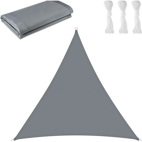 Voile D'Ombrage Triangulaire 3 X 3 X 3 M - Toile D'Ombrage Protégée Contre Les Uv Pour Extérieur, Terrasses, Jardins - Gris