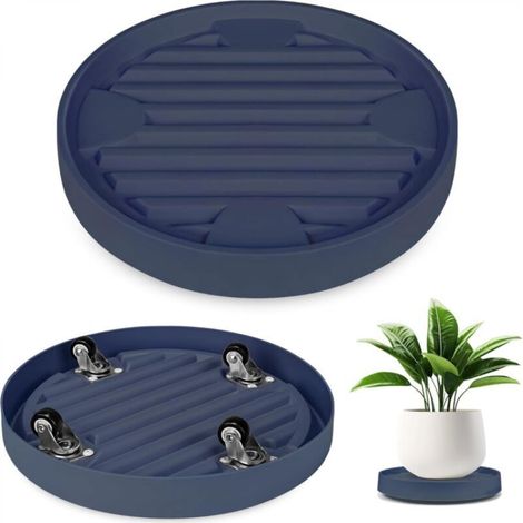 Plateau Pour Pot De Fleurs Gris Avec Roulettes Cachées, Diamètre Intérieur 16.3 Cm, Plateau Intérieur Et Extérieur Avec Roulettes, 1 Pièce