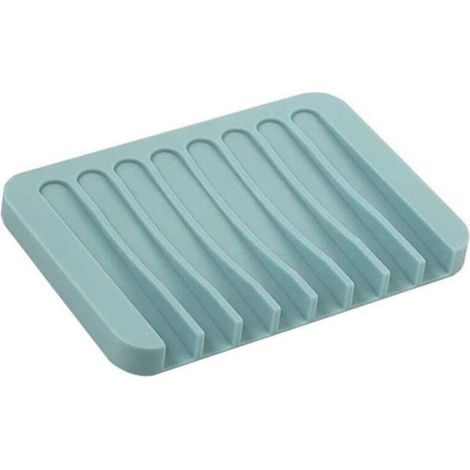 Porte-savon En Silicone Auto-drainant, Bleu Clair, 11,581cm, Porte-savon De Salle De Bain Avec Écoulement En Cascade, Tapis Antidérapant.