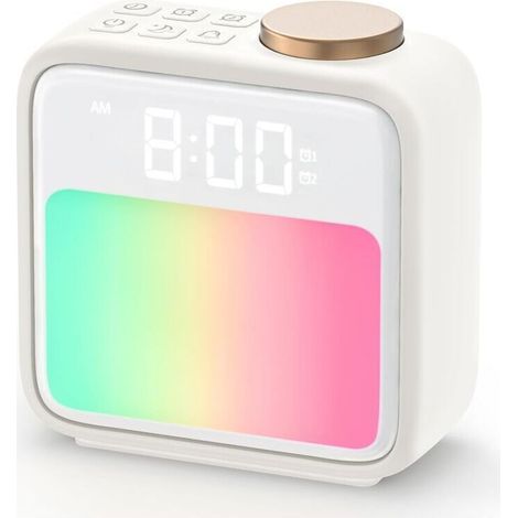Réveil Avec Lever De Soleil, 6 Sons De La Nature Et Veilleuse 10 Couleurs, Double Réveil Avec Soleil, Aide Au Sommeil Et Fonction Snooze