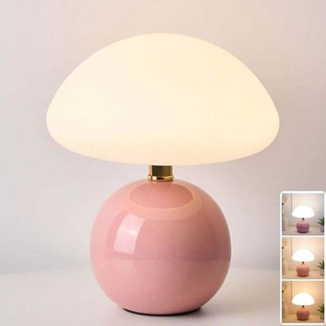 Lampe De Table Champignon, Lampe De Chevet, Lampe Artistique À Base En Céramique, Lampe De Bureau À Intensité Variable En Continu, 3 Modes D'Éclairage