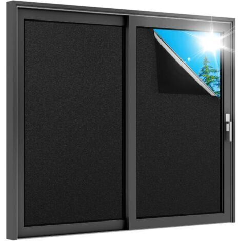 Vinilo Opaco Para Cristales 45x200cm Con Cuadriculas Fácil De Cortar, Vinilo Negro Para Ventanas Anti Uv, Estático, Lámina Privacidad Ventana Para Sueño Diurno Dormitorio Mampara Baño