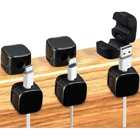 6pcs Clips De Gestion De Câbles Magnétiques, Autocollant Organisateur De Cordon Clips Câbles Auto-adhésif Support De Organisateur De Gestion De Clips De Câbles Pour Maison Mur Cuisine Bu