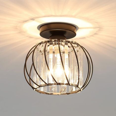 Plafonnier Moderne En Cristal E27 Led Mini Lustre En Cristal Plafonnier Pour Cuisine, Salle À Manger, Chambre, Couloir, Entrée (noir)