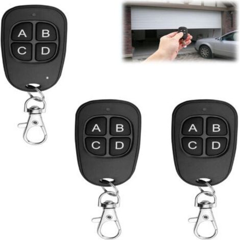 3 Pièces Telecommande Universelle Portail 433mhz, Clonage Garage Porte Telecommande Clés À 4 Boutons, Longue Distance Duplicateur Sans Fil Clonage Pour Porte Garage Électrique