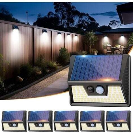 Lampe Solaire Exterieur Detecteur De Movement, Lot De 6 Lumiere Solaire Exterieur, Ip65 Étanche 3 Modes Spot Solaire, 270° Eclairage Exterieur Blanc Froid Applique Murale Pour Jardin, Garage