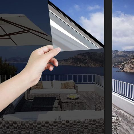 90x200cm Noir Film Miroir Fenetre Anti Regard, Film Anti Chaleur Anti Uv Electrostatique Vitre
